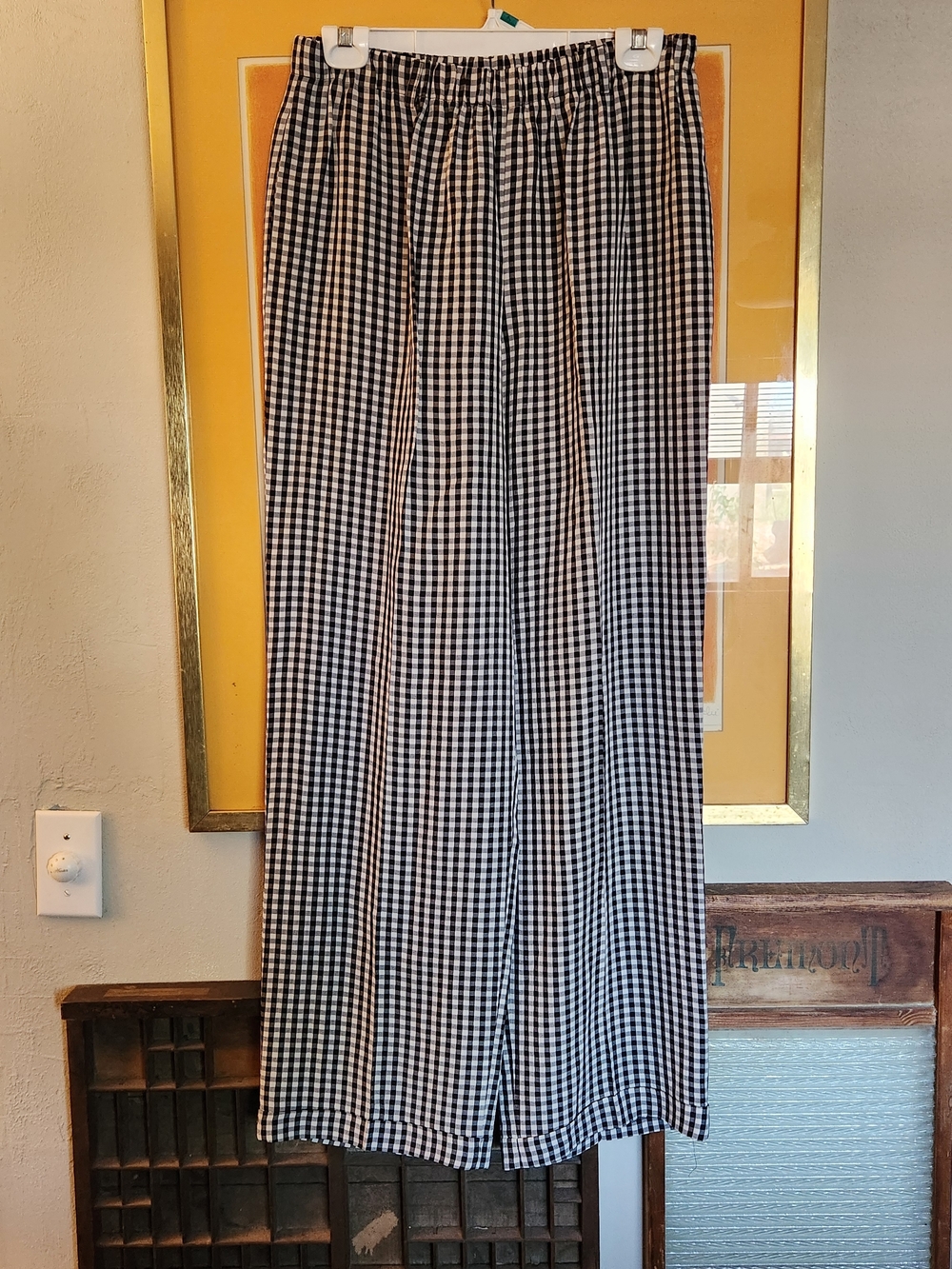 Rena Rowan Black and White Gingham Wide Leg Pants
